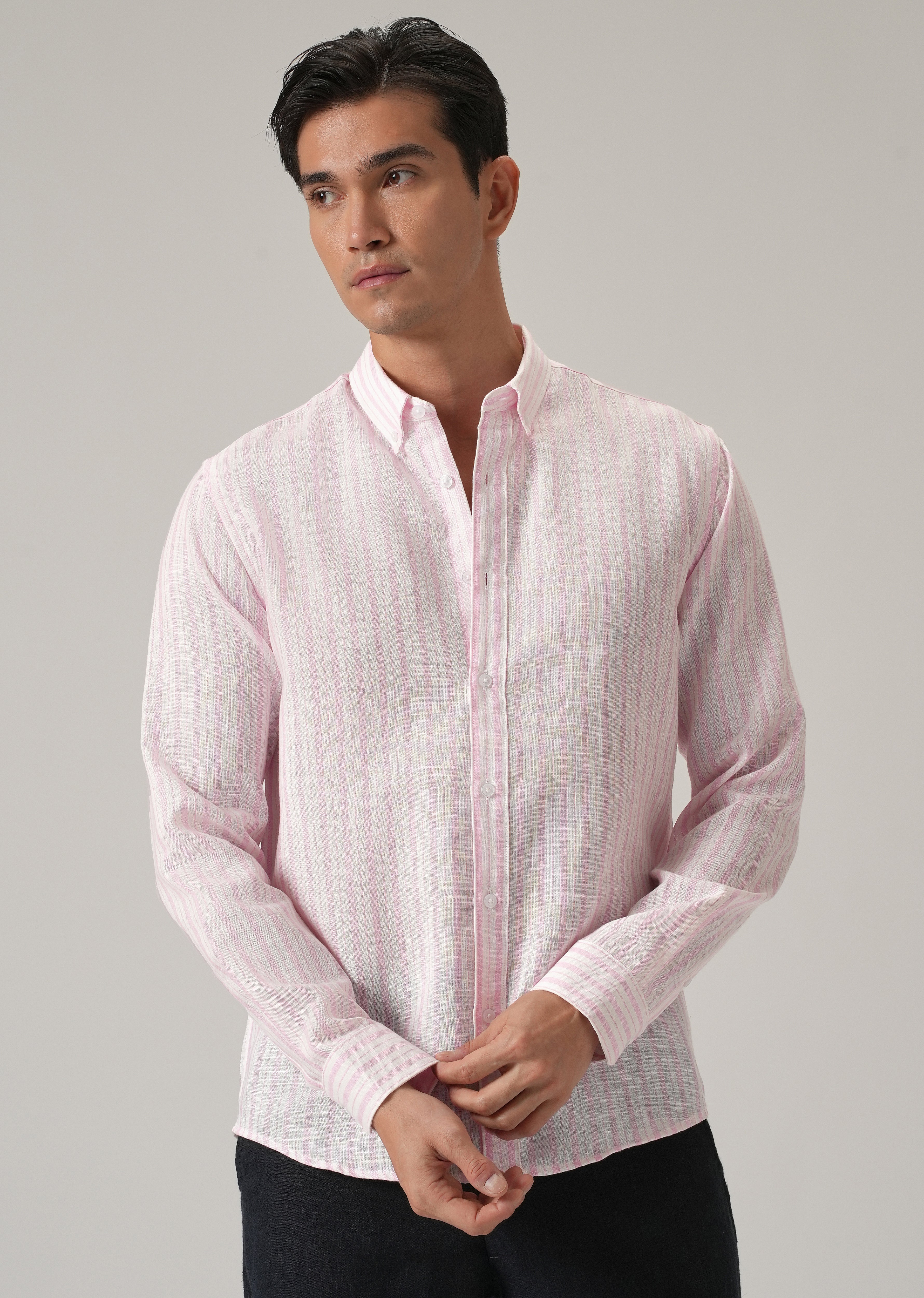 Pink Stripe Linen Shirt