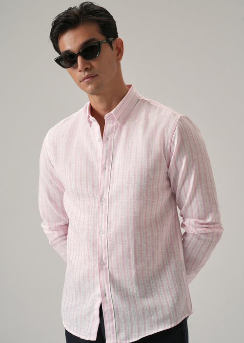 Pink Stripe Linen Shirt