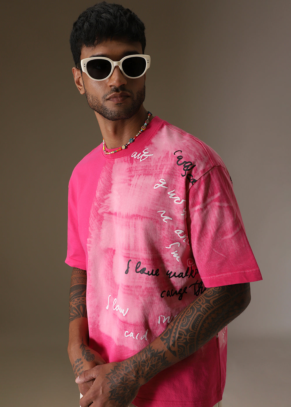 Pink Typograph Oversized T-shirt