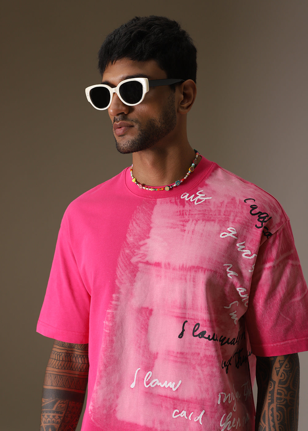 Pink Typograph Oversized T-shirt