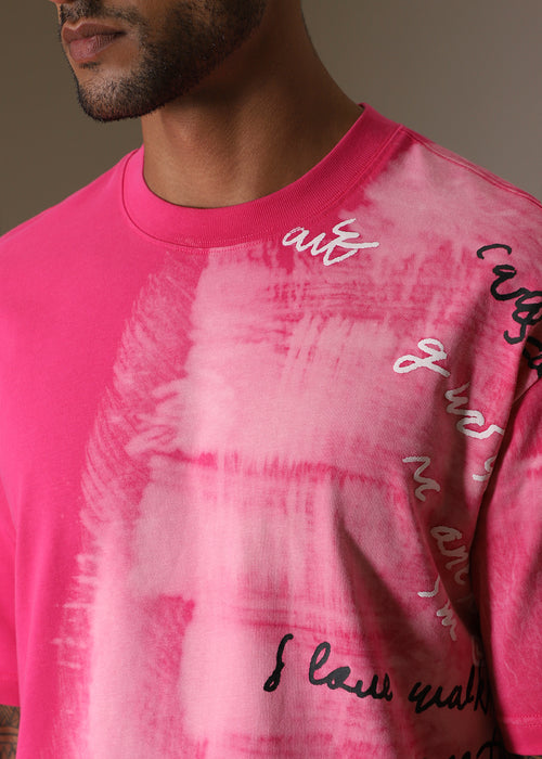 Pink Typograph Oversized T-shirt