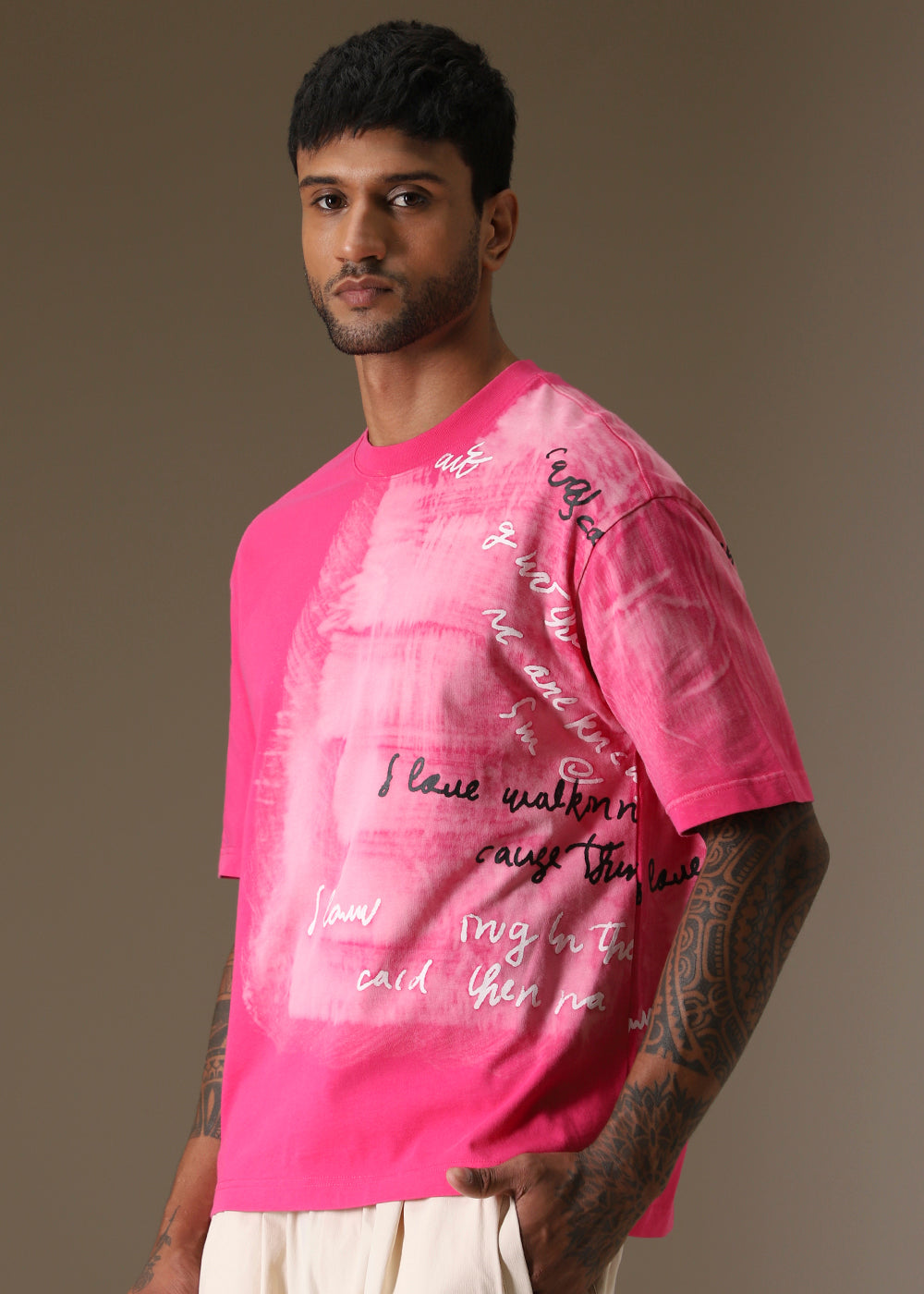 Pink Typograph Oversized T-shirt