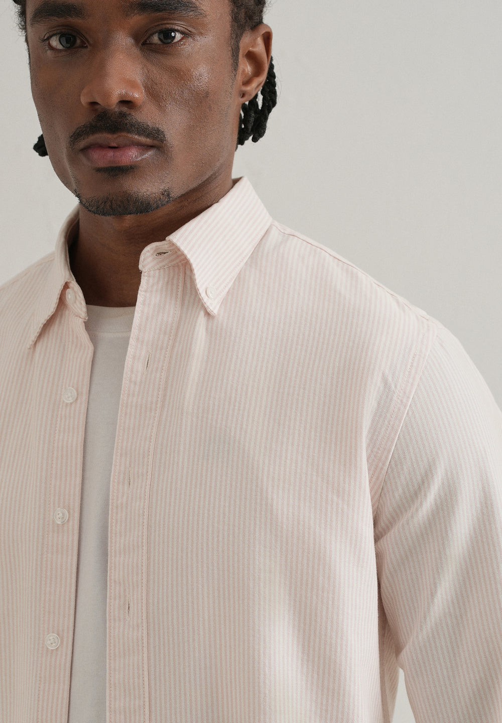 Pink Vertical Striped Cotton Shirt