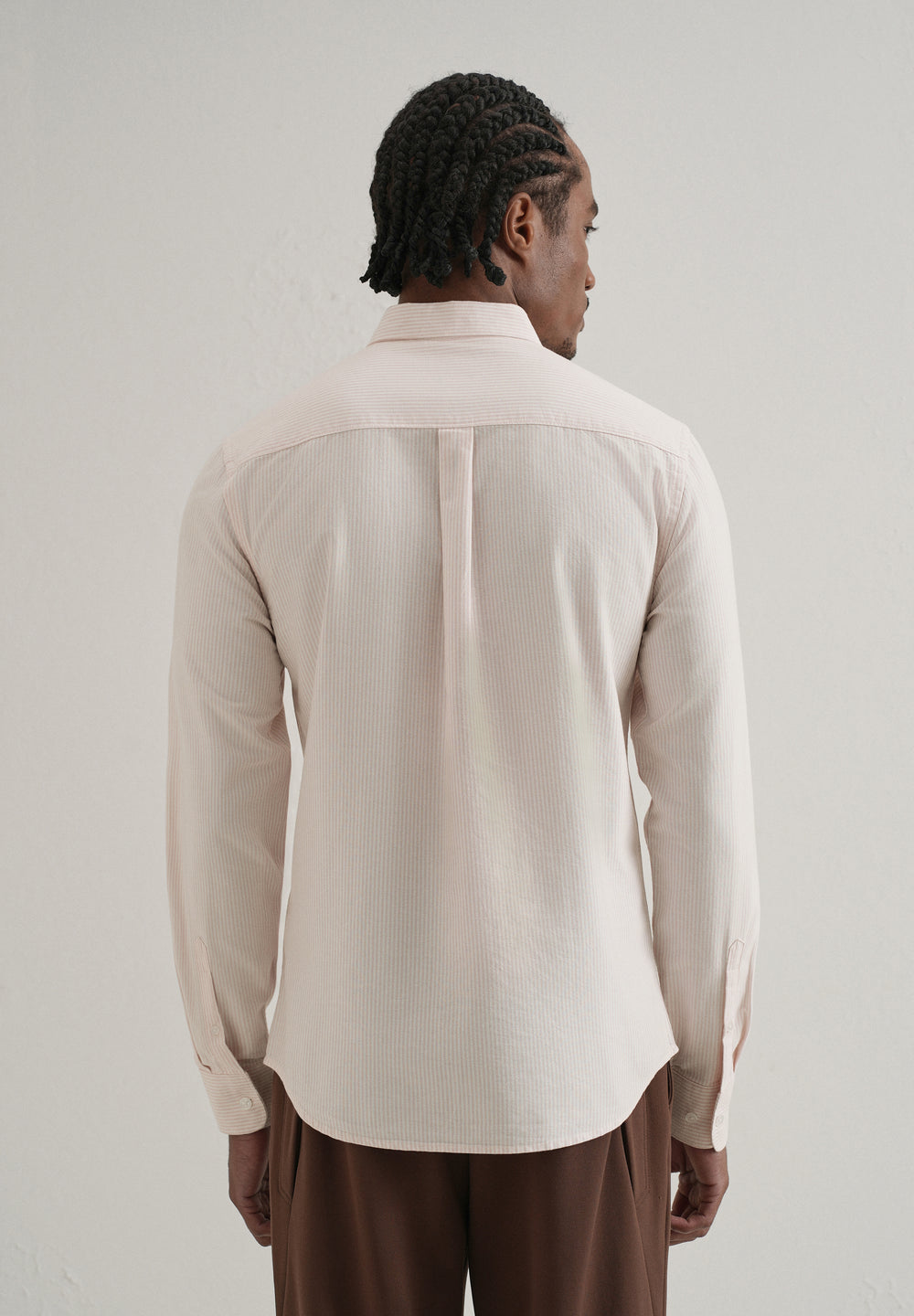 Pink Vertical Striped Cotton Shirt