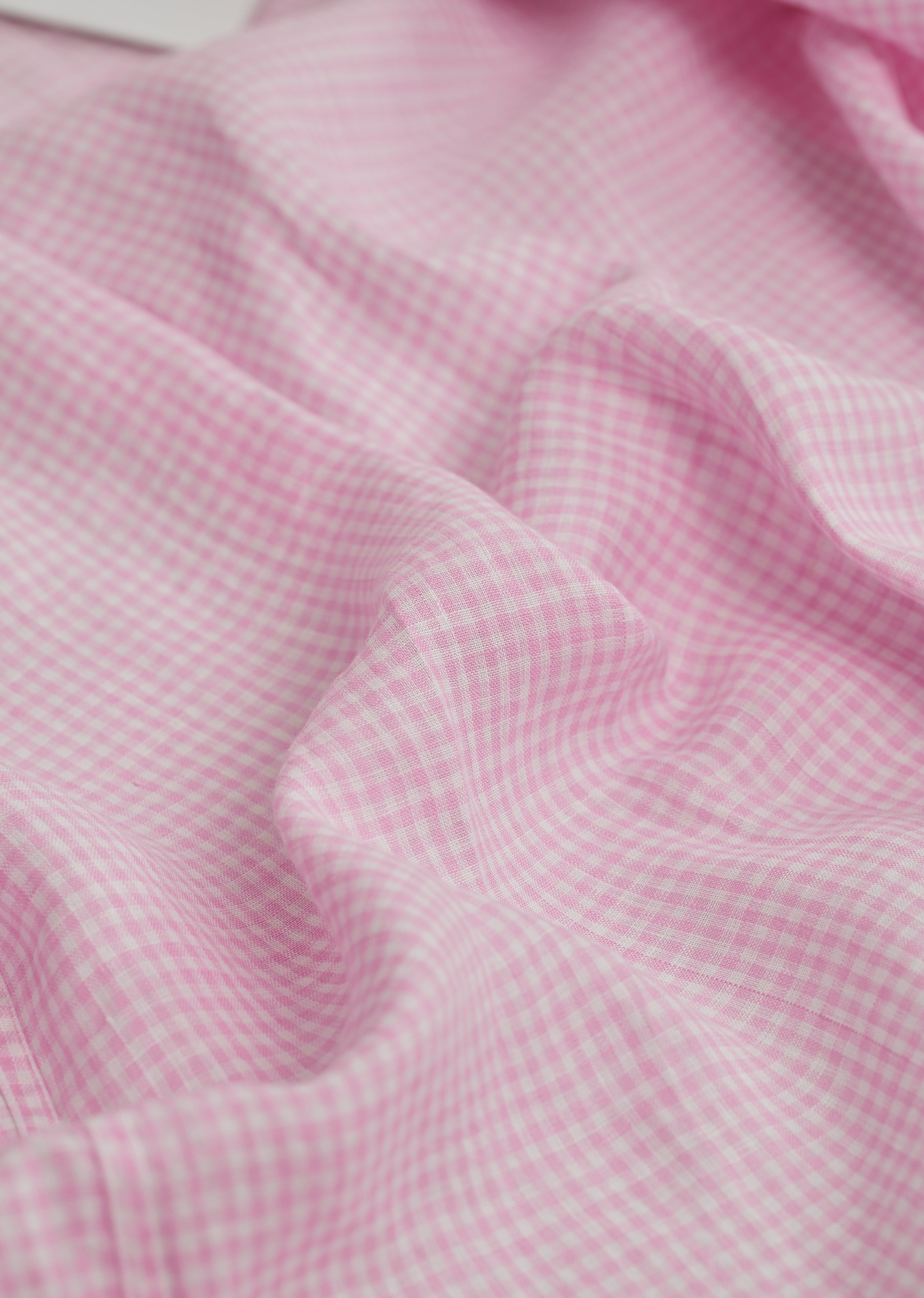 Pink 100% Pure Linen Gingham Check Shirt