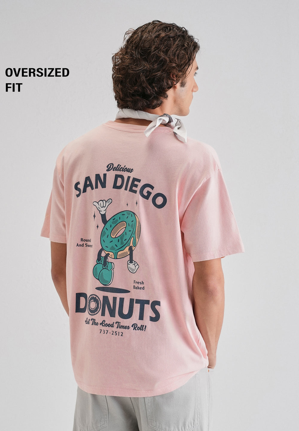 Pink Back Graphic Printed Oversized T-shirt