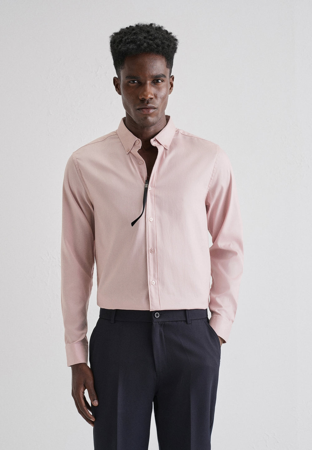 Pink Plain Blended Cotton Regular Fit Shirt