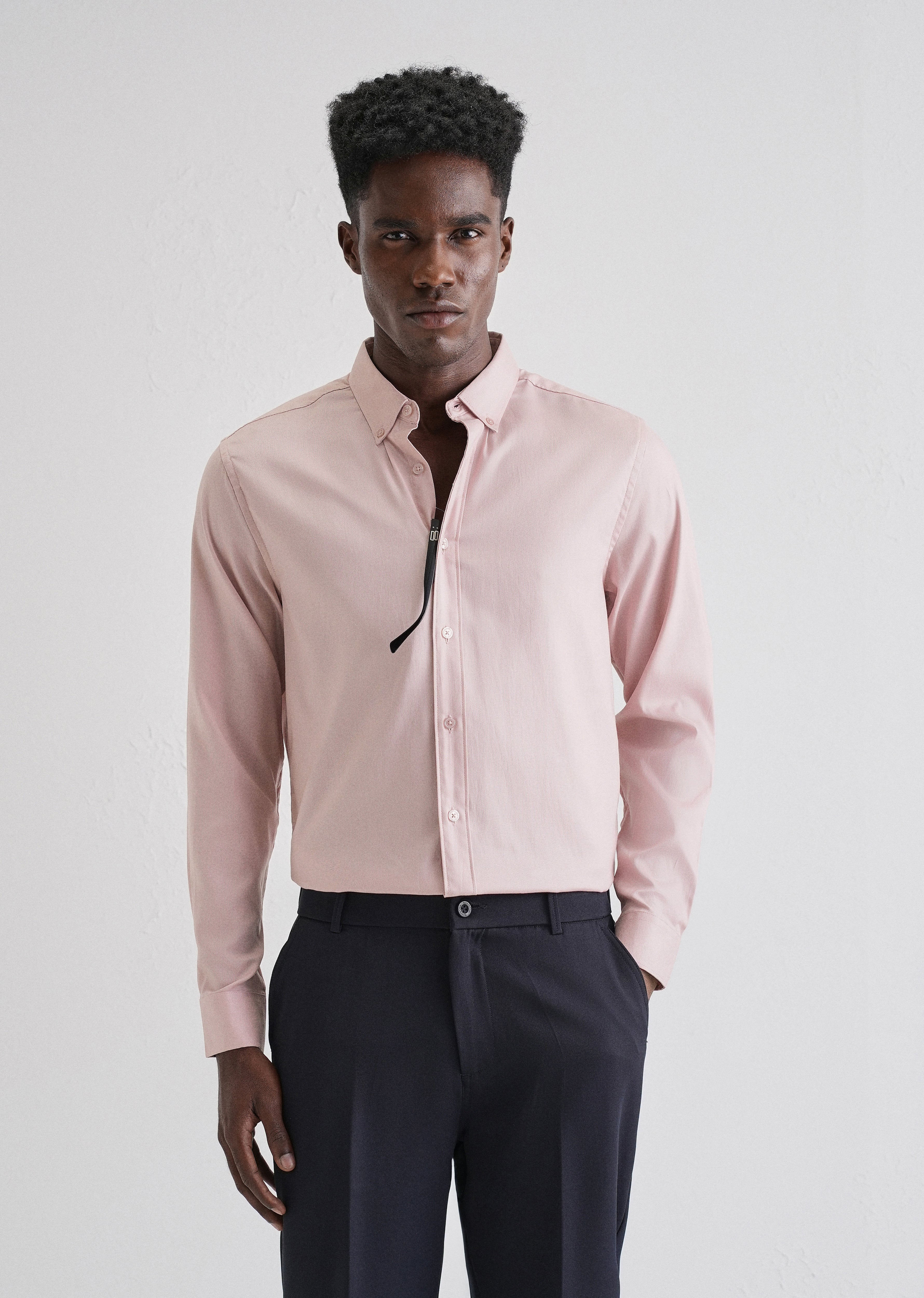 Pink Plain Blended Cotton Regular Fit Shirt