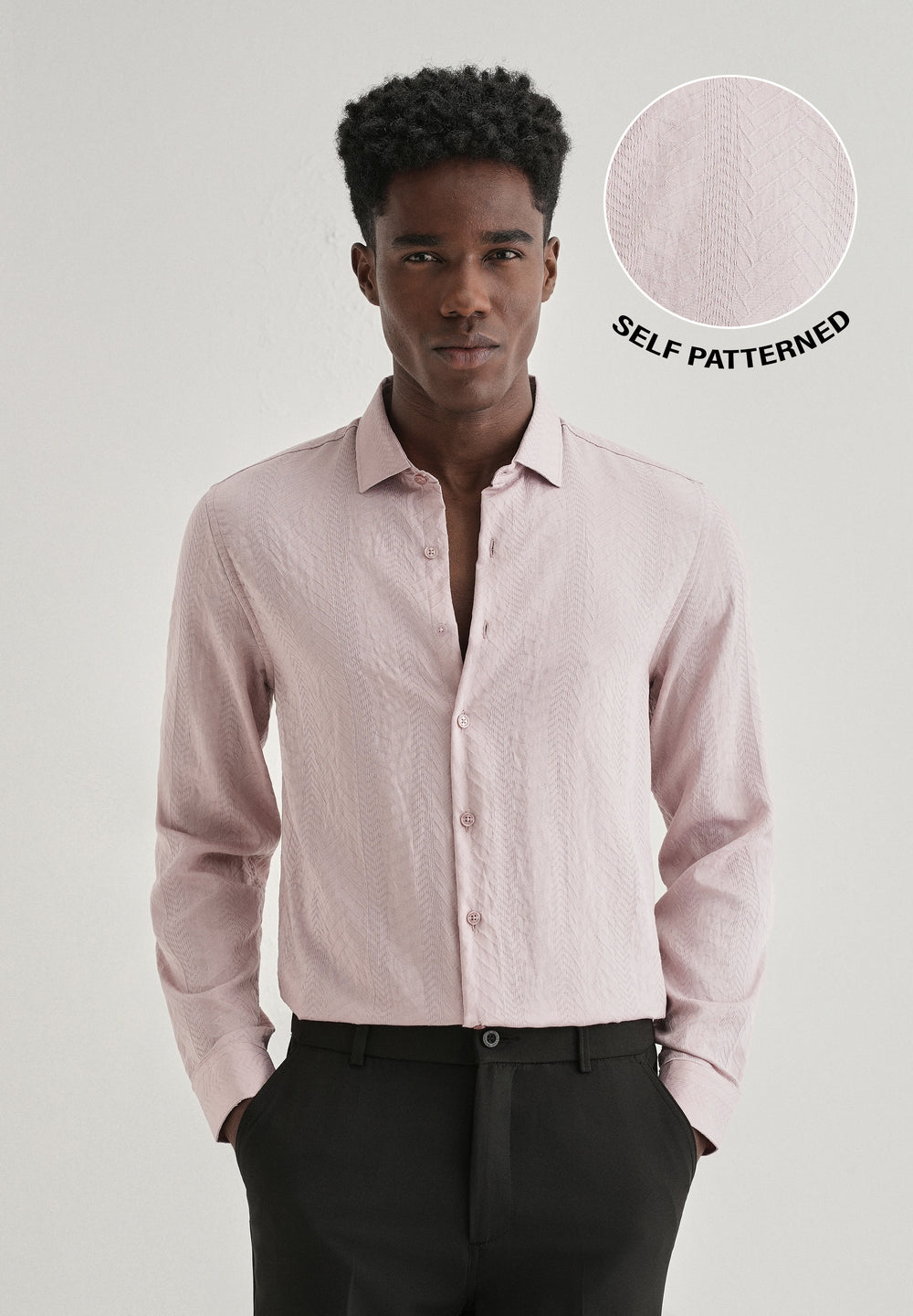 Pink Self Patterned Shirt