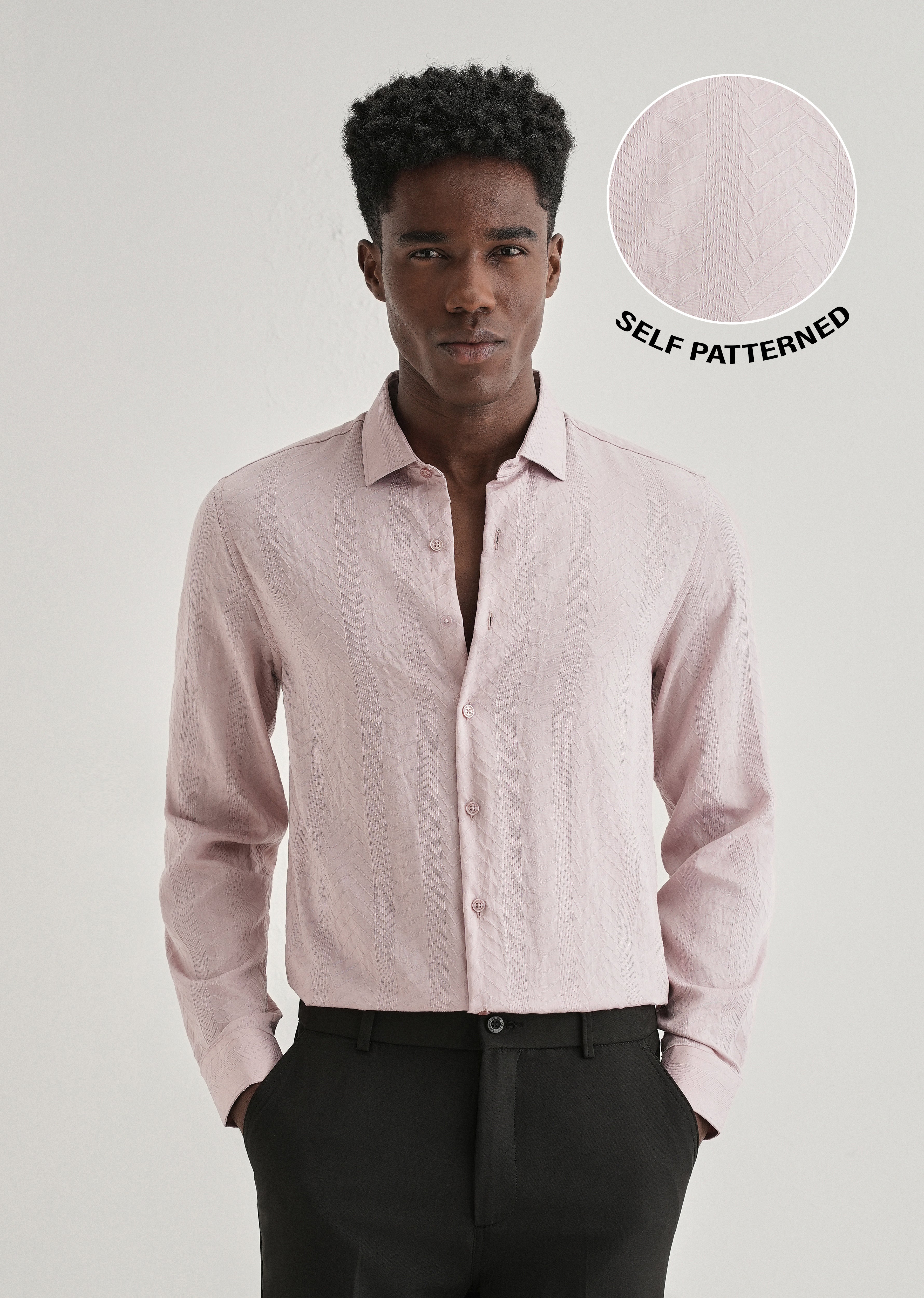 Pink Self Patterned Shirt