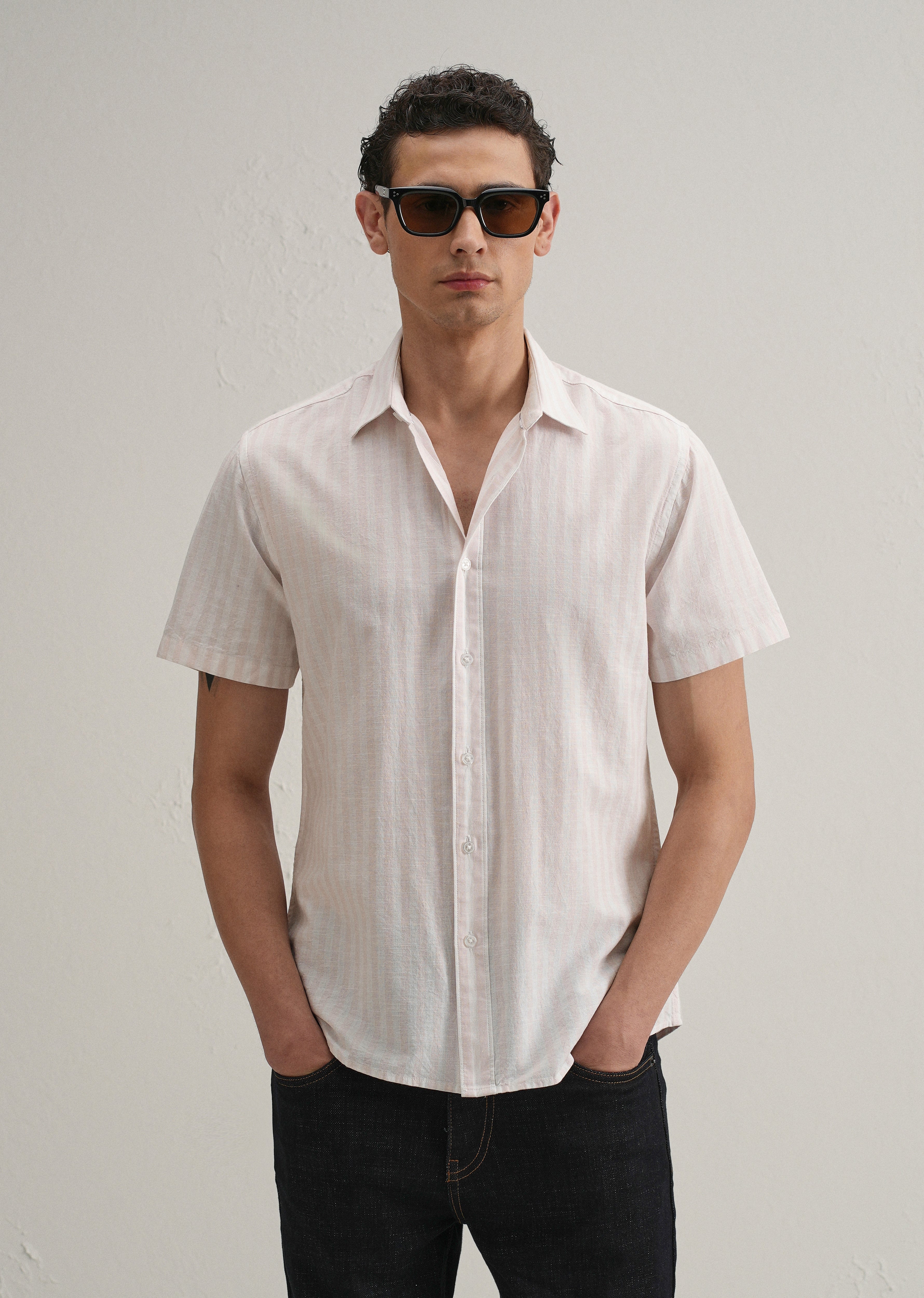 Pink Stripe Cotton Shirt