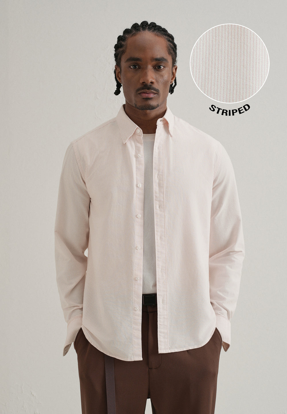 Pink Vertical Striped Cotton Shirt