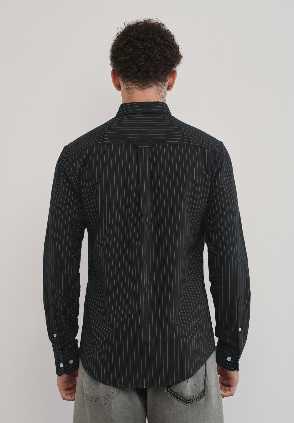 Pinstriped Black Cotton Shirt