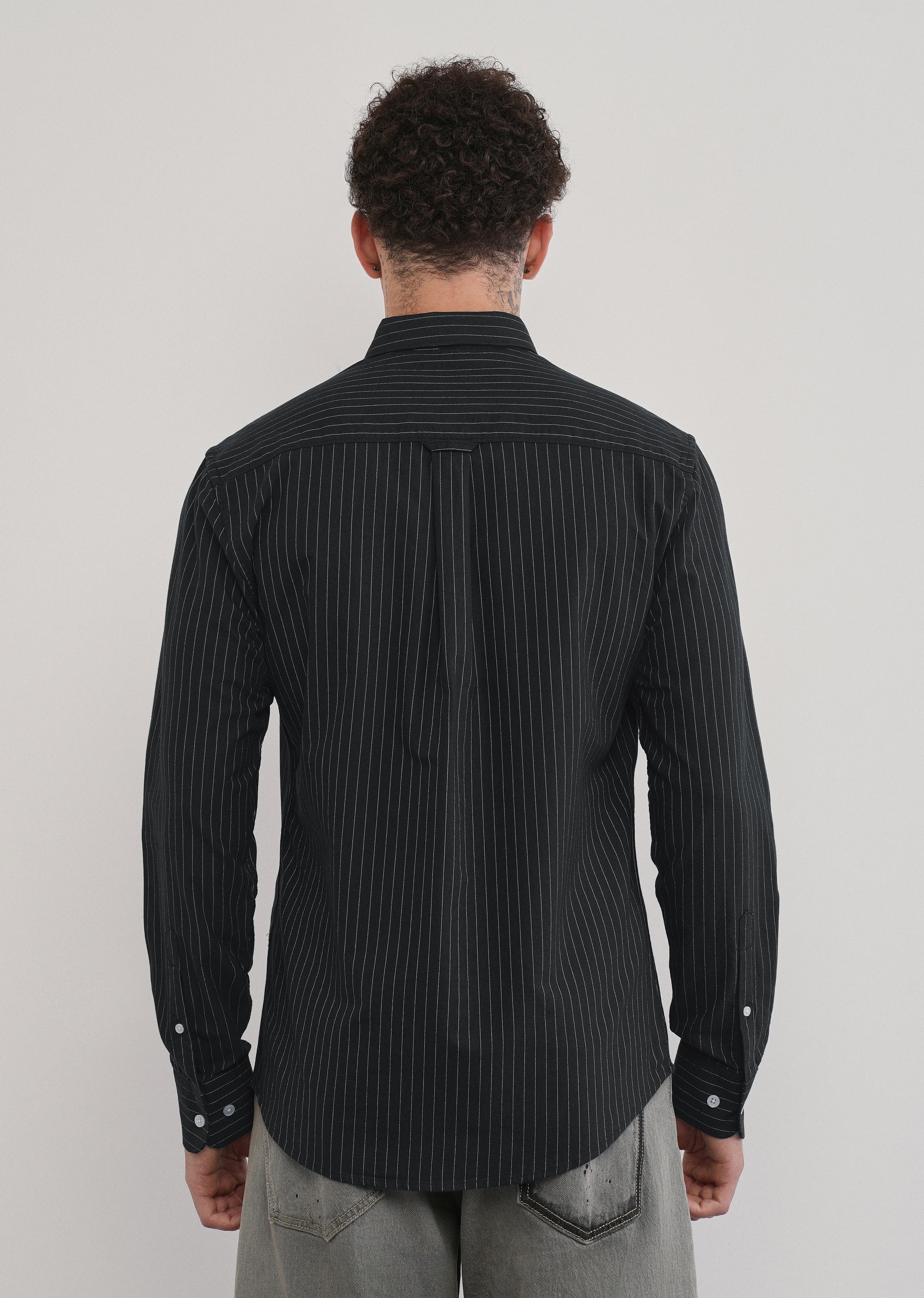 Pinstriped Black Cotton Shirt