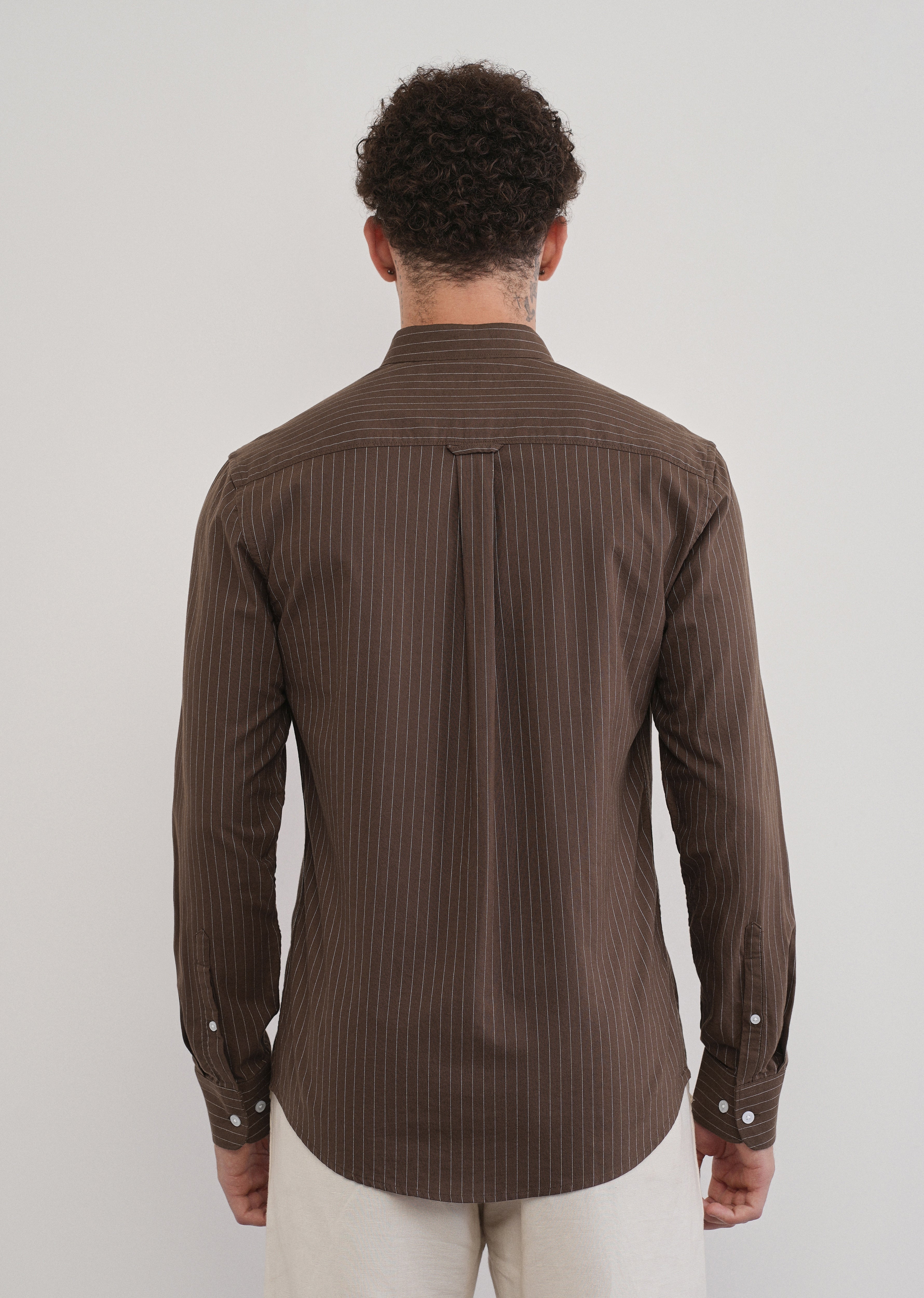 Pinstriped Brown Cotton Shirt