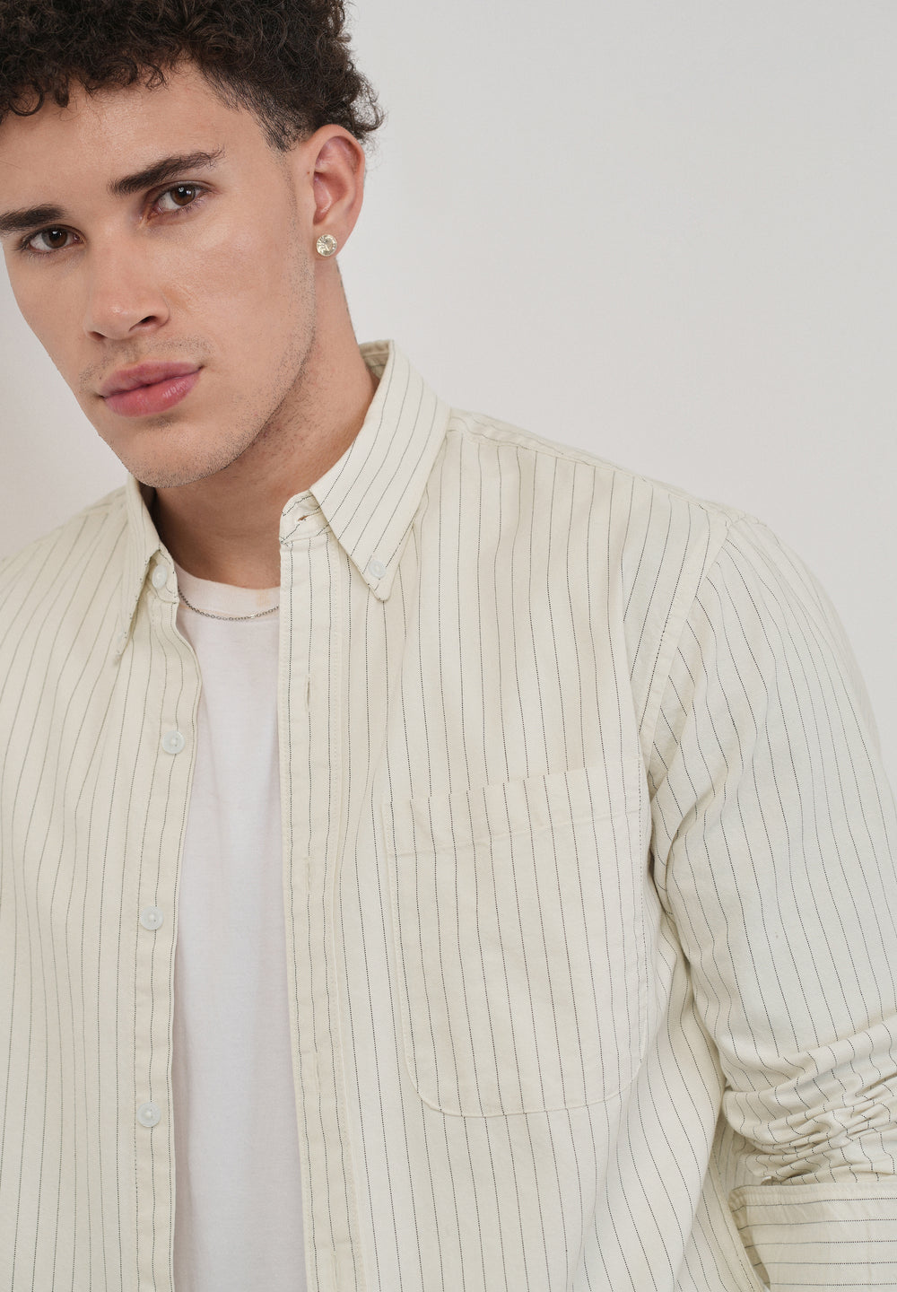 Pinstriped Off-White Cotton Shirt