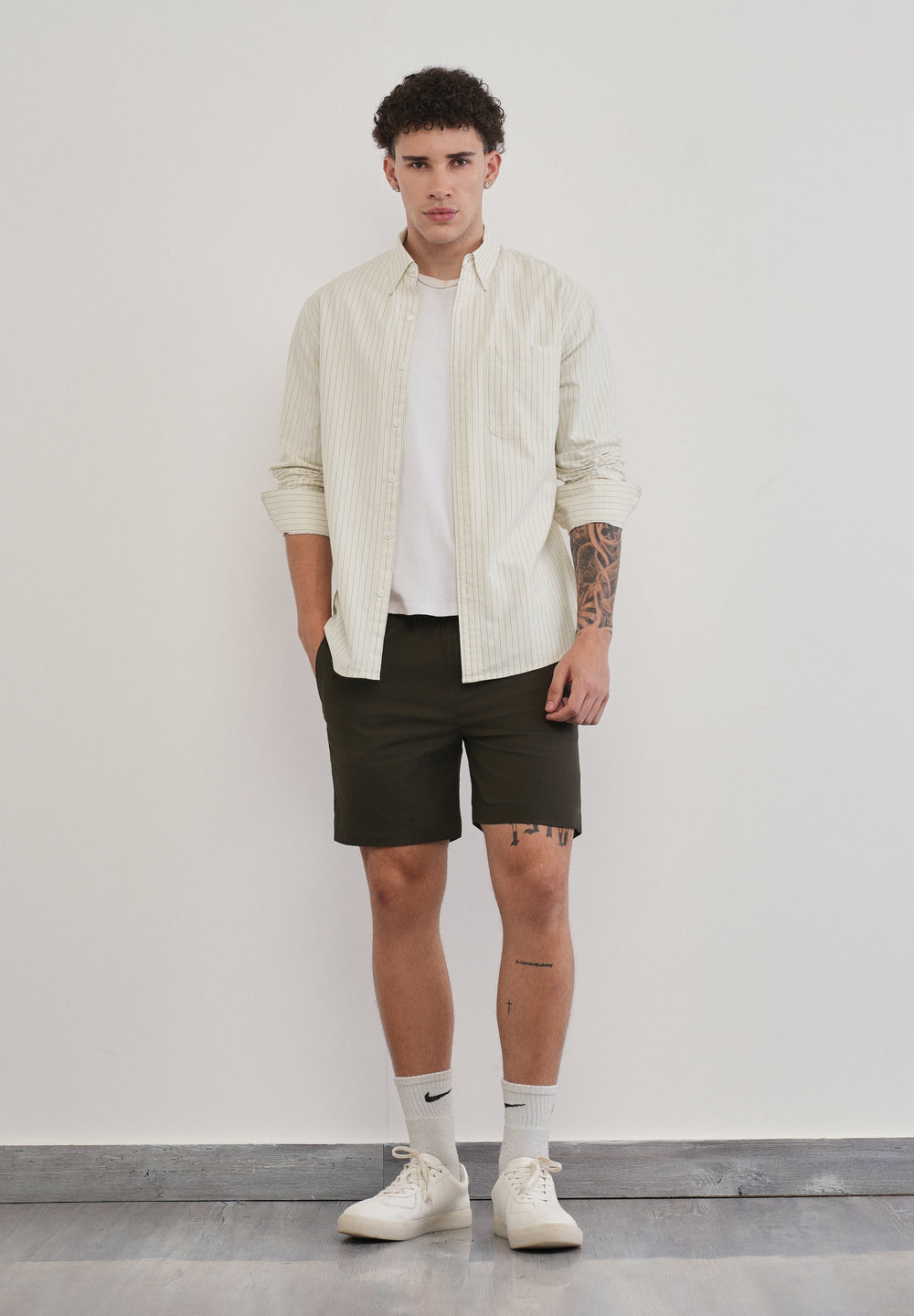 Pinstriped Off-White Cotton Shirt