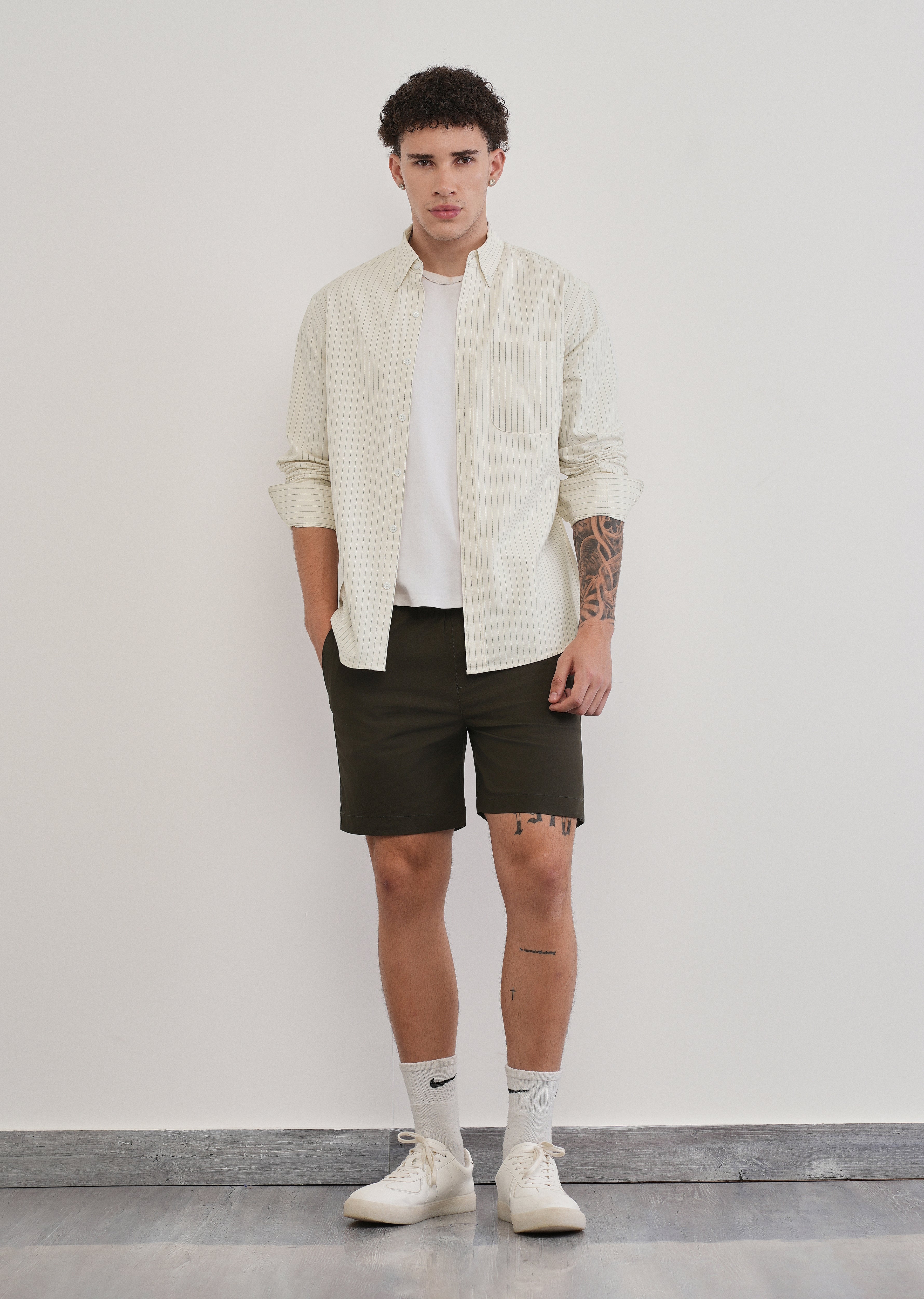 Pinstriped Off-White Cotton Shirt
