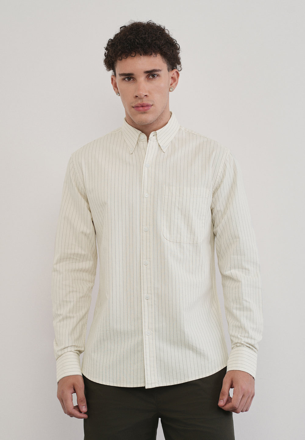 Pinstriped Off-White Cotton Shirt