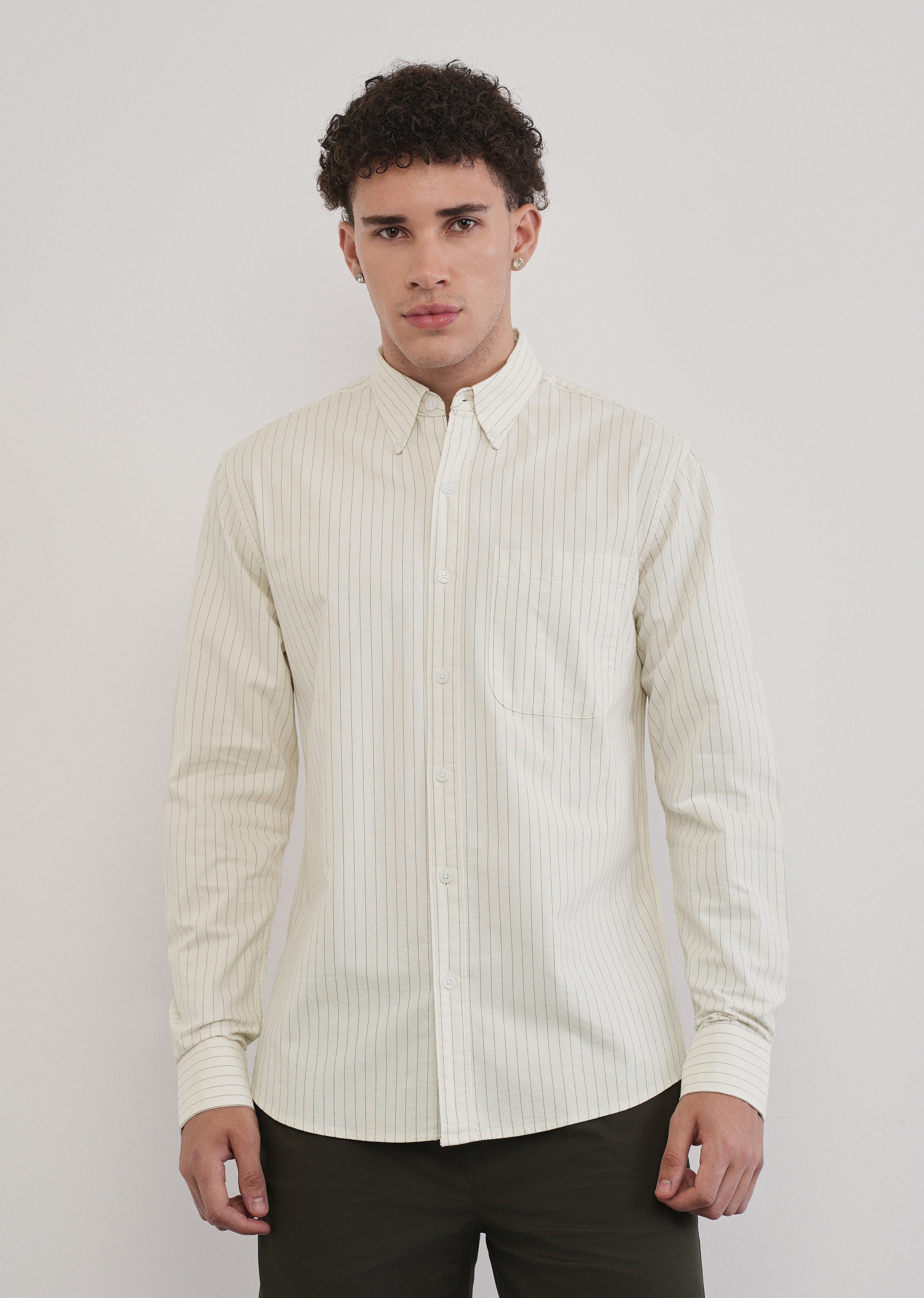 Pinstriped Off-White Cotton Shirt