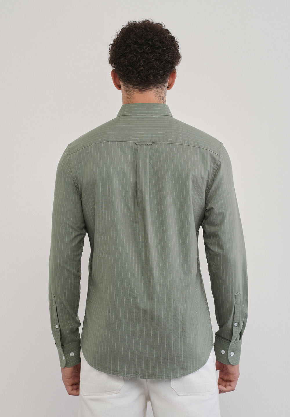 Pinstriped Sage Green Cotton Shirt