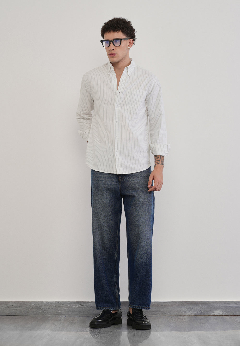 Pinstriped White Cotton Shirt