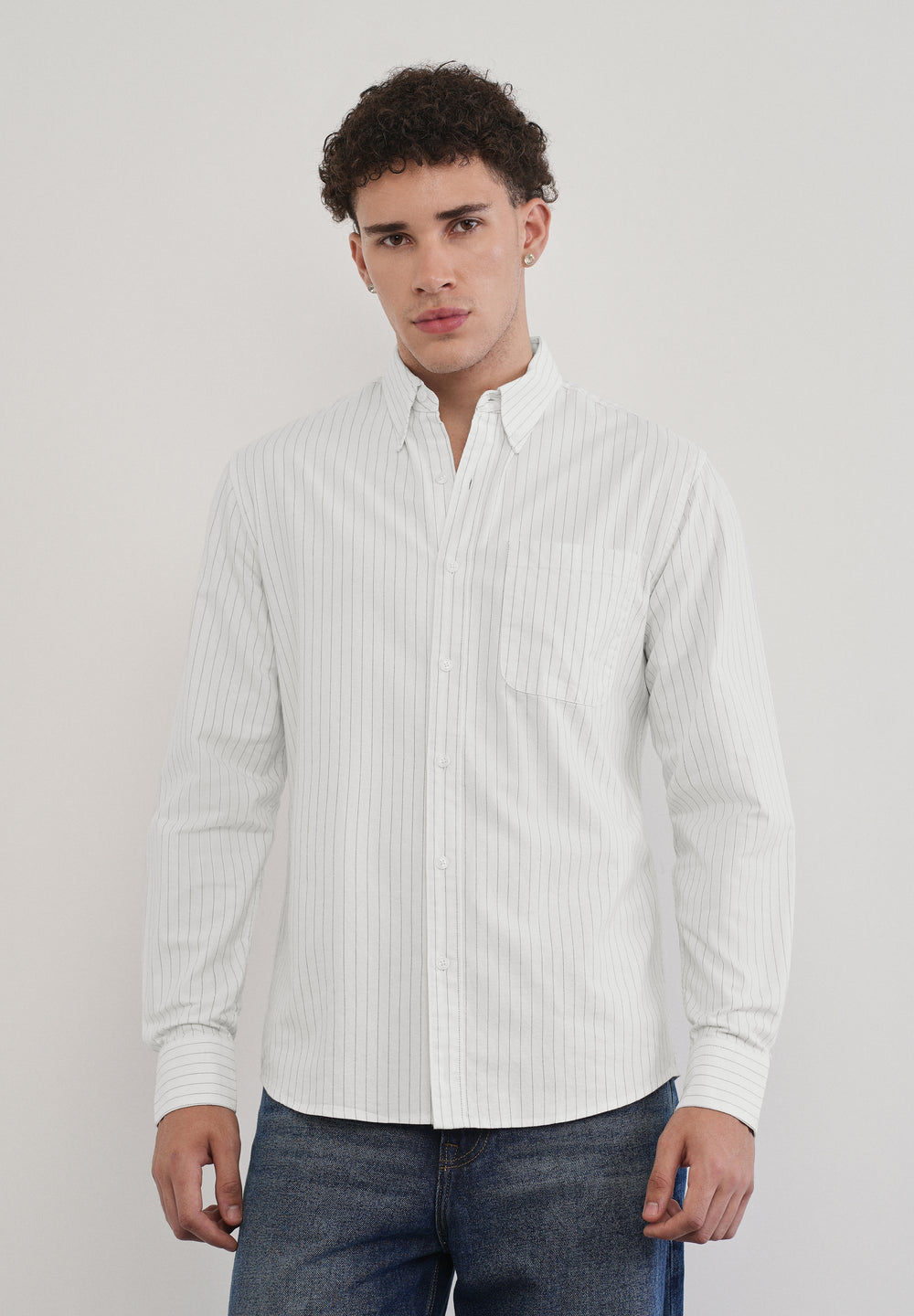 Pinstriped White Cotton Shirt
