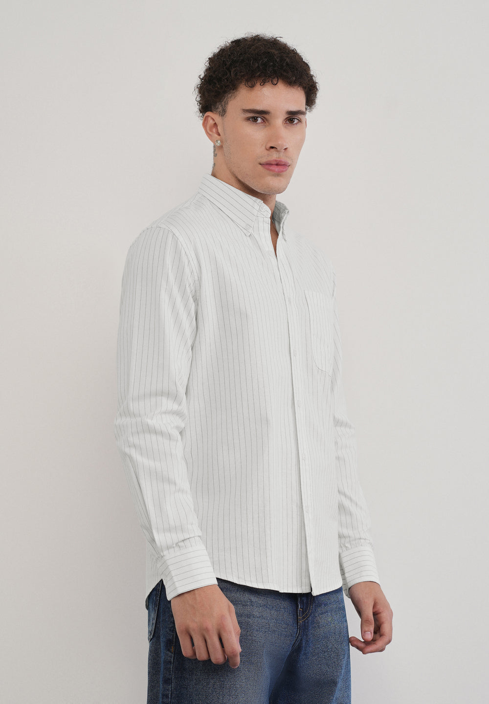 Pinstriped White Cotton Shirt