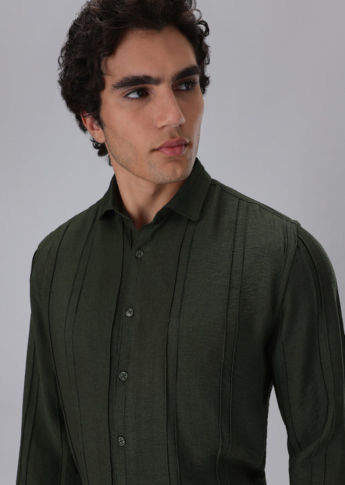 Pintucked Green Shirt