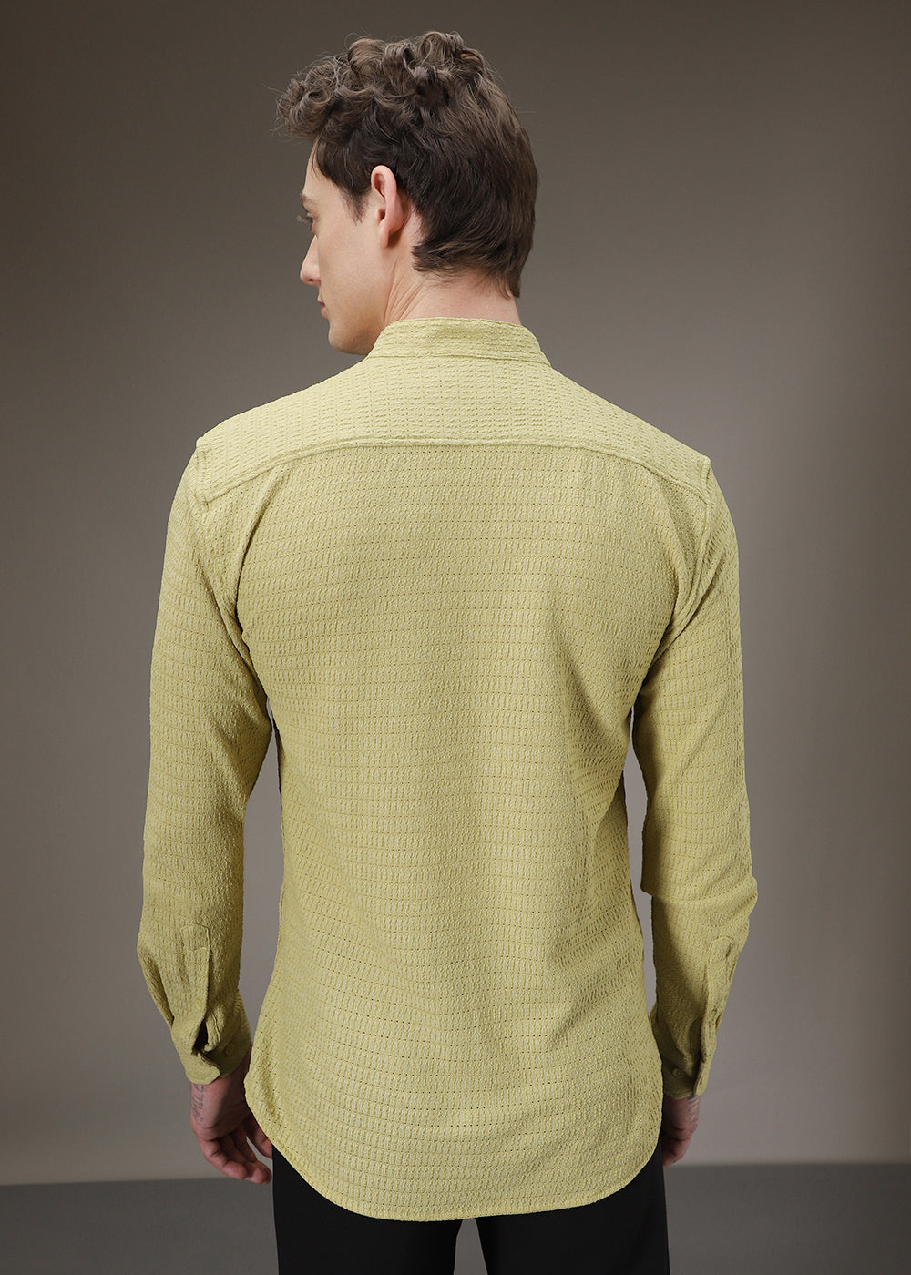 Pistachio Green Knitted Crochet Shirt