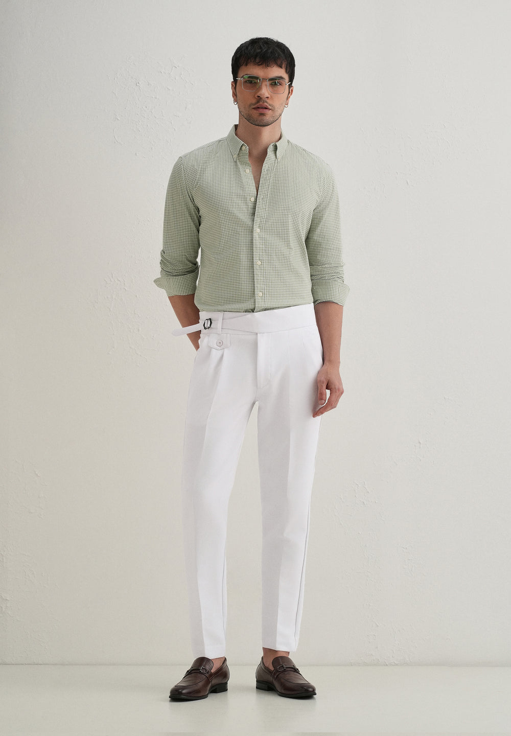 White Pleated Gurkha Pant