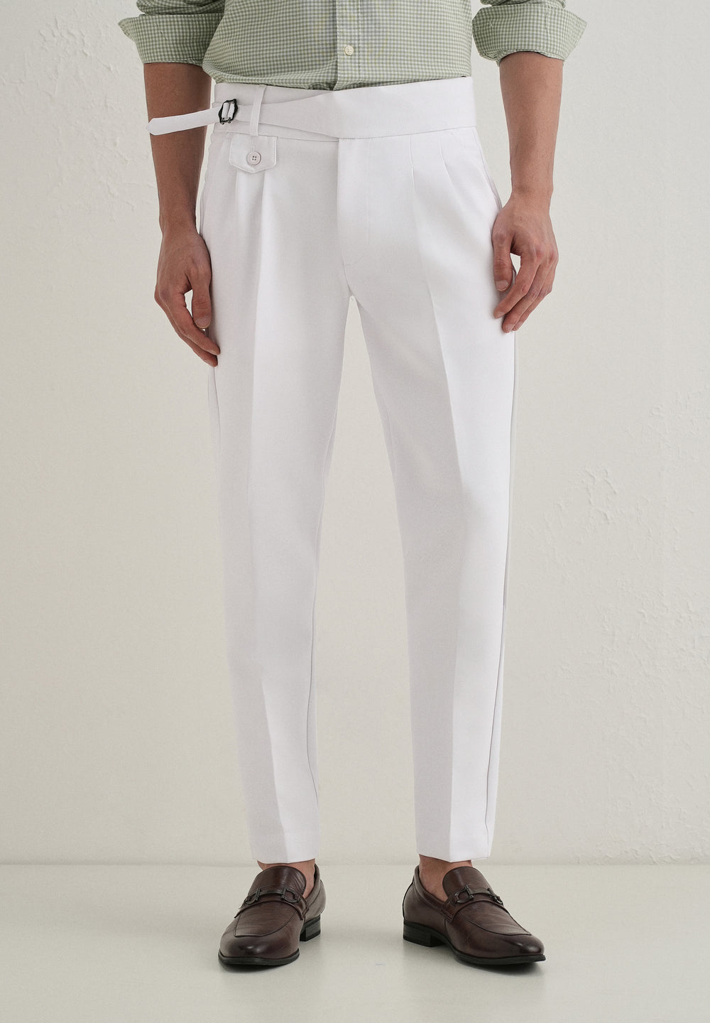 White Pleated Gurkha Pant