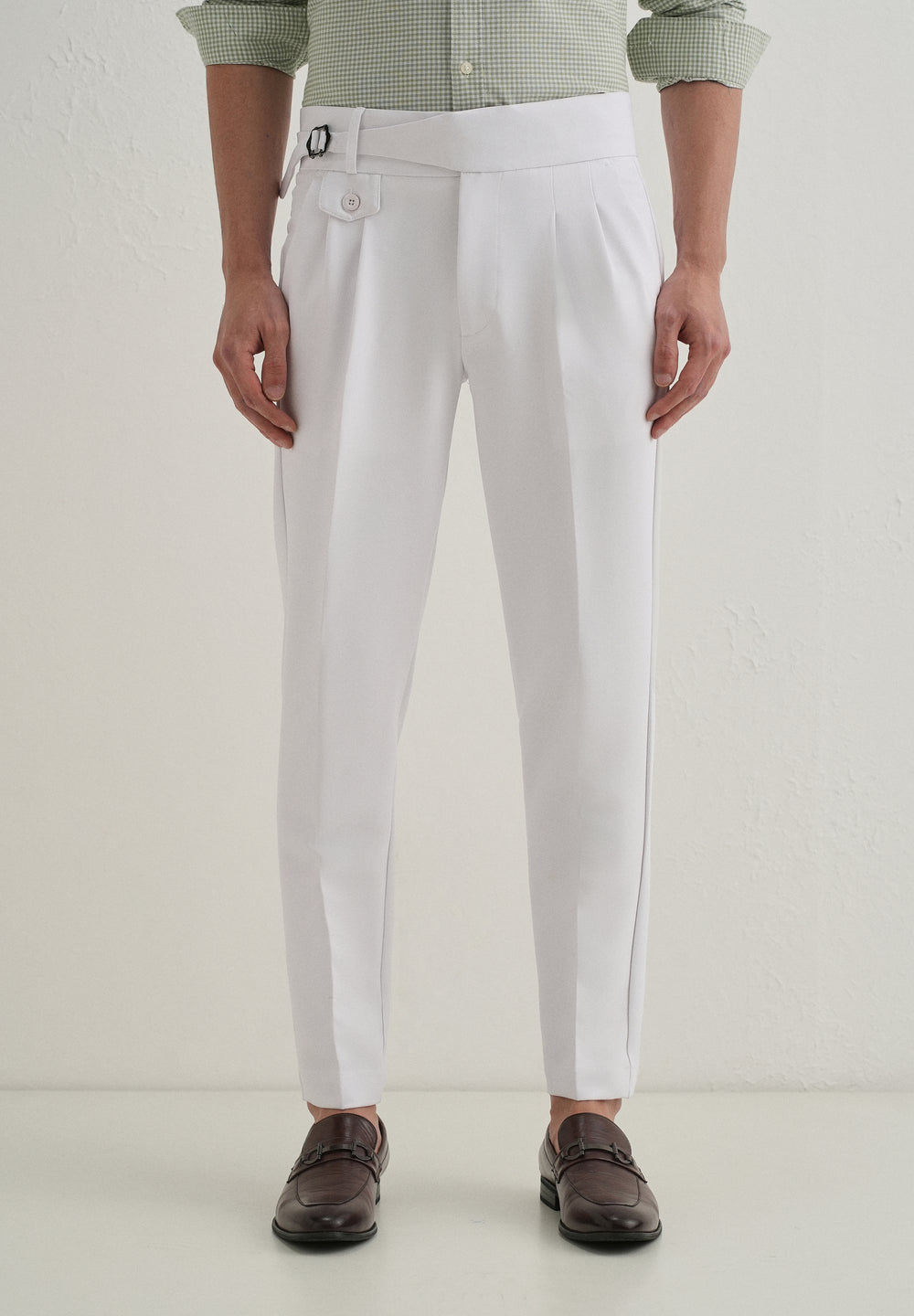 White Pleated Gurkha Pant