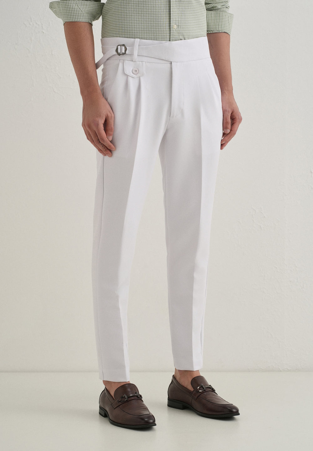 White Pleated Gurkha Pant