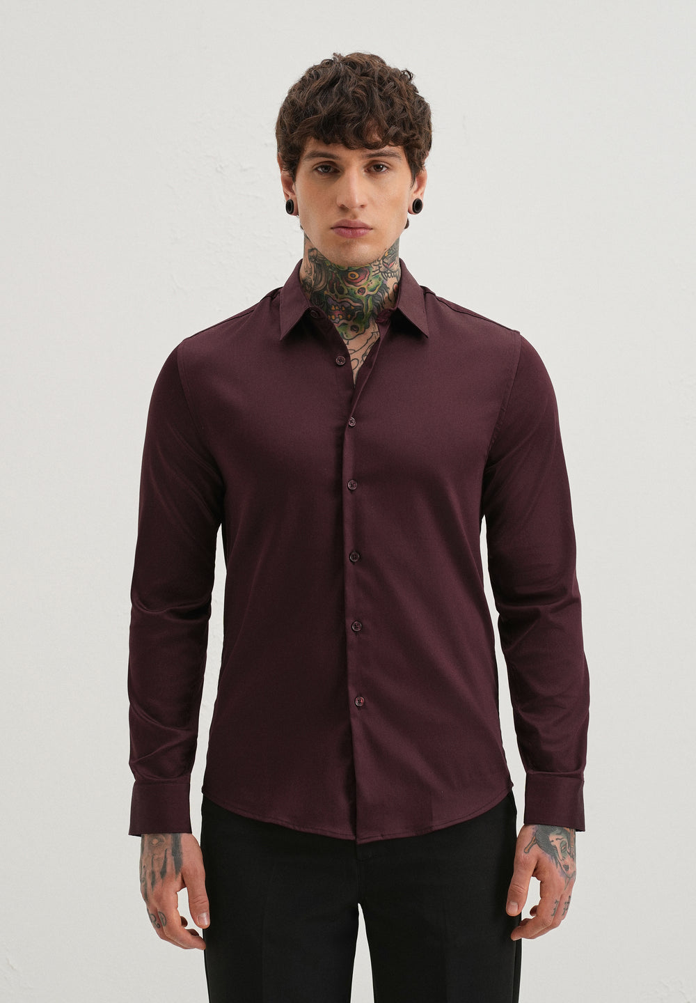 Plum Plain Satin Shirt