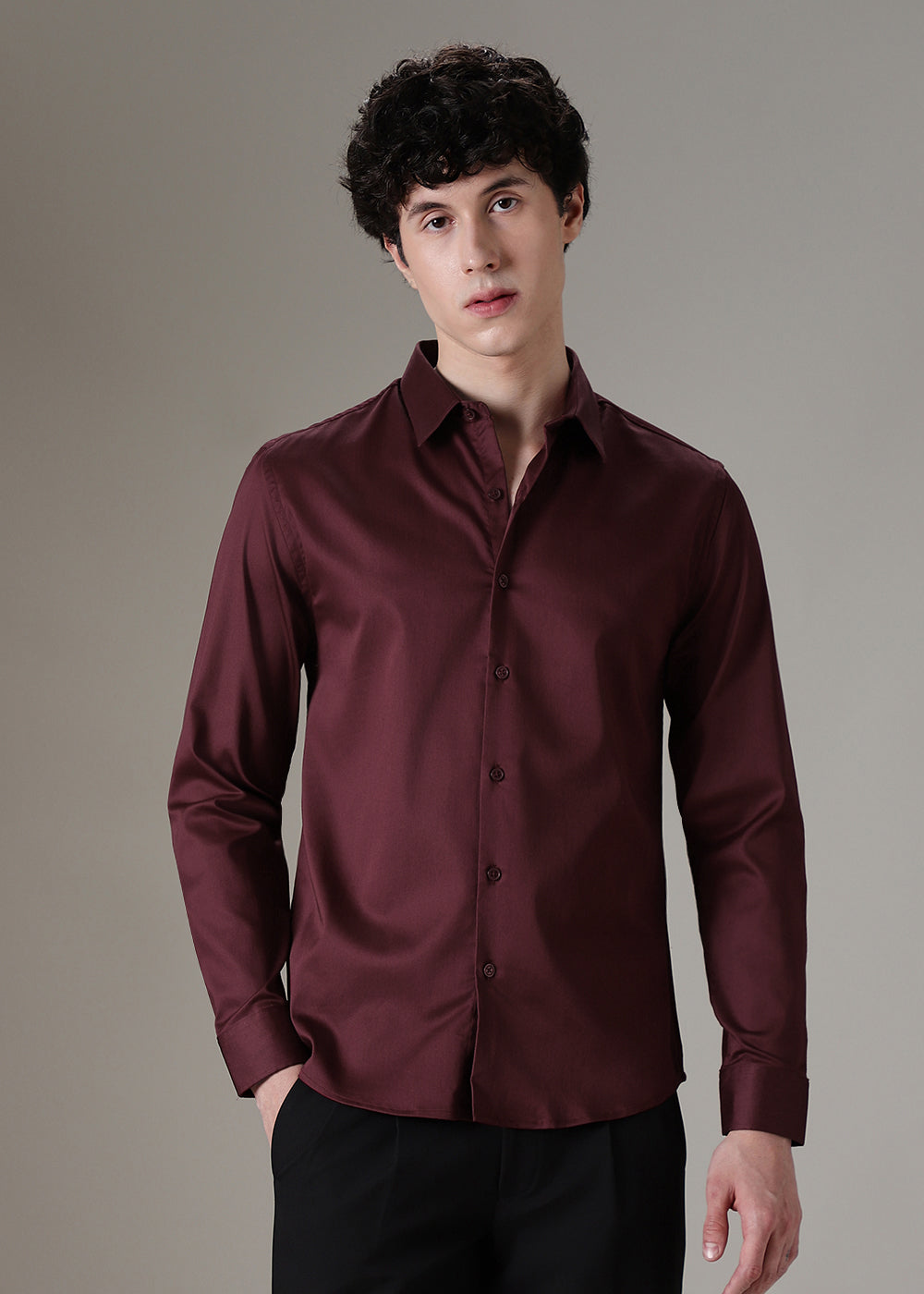 Plum Satin Shirt