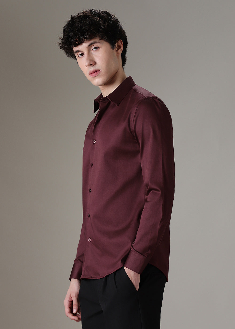 Plum Satin Shirt