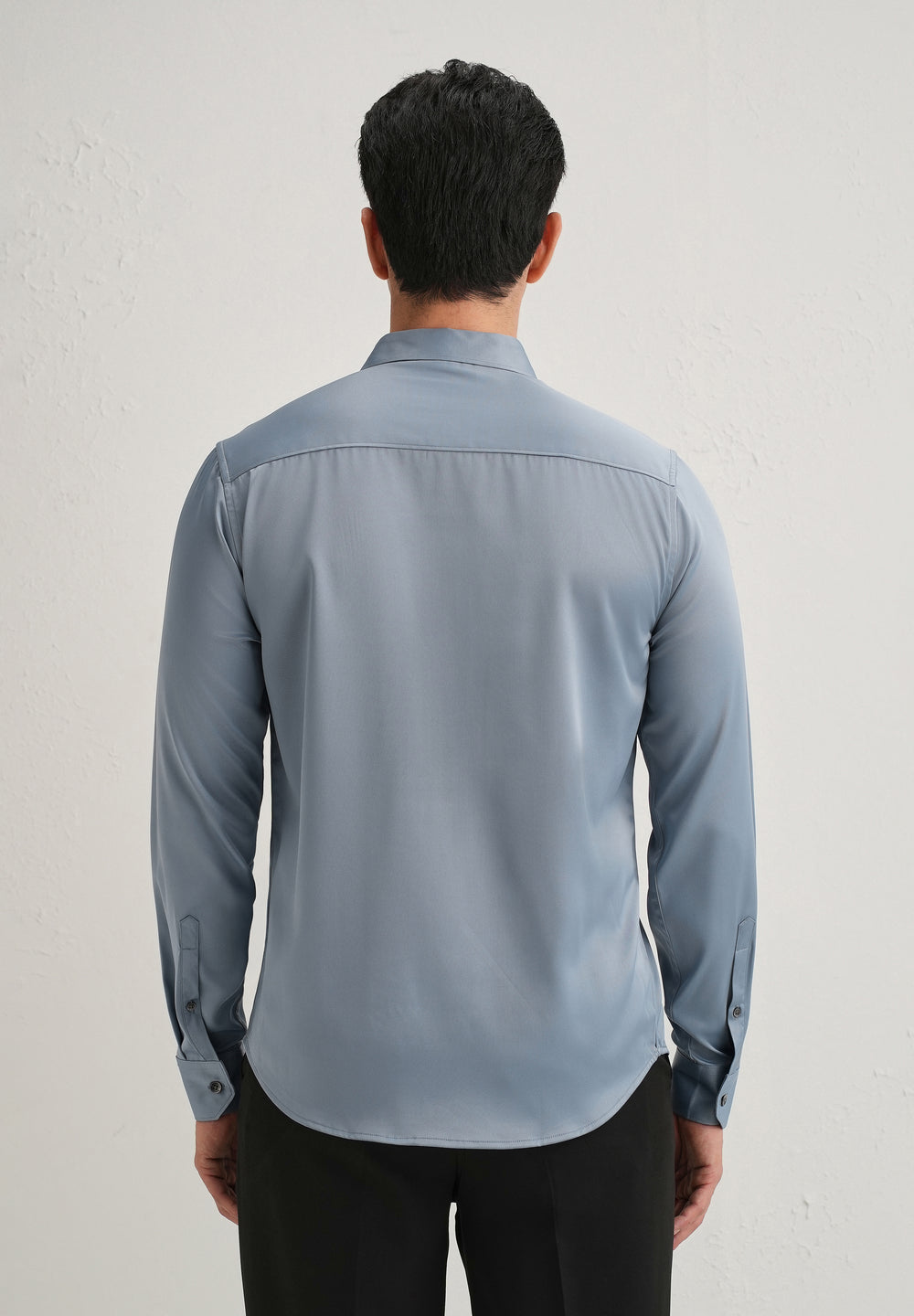 Powder Blue Satin-Finish Plain Shirt