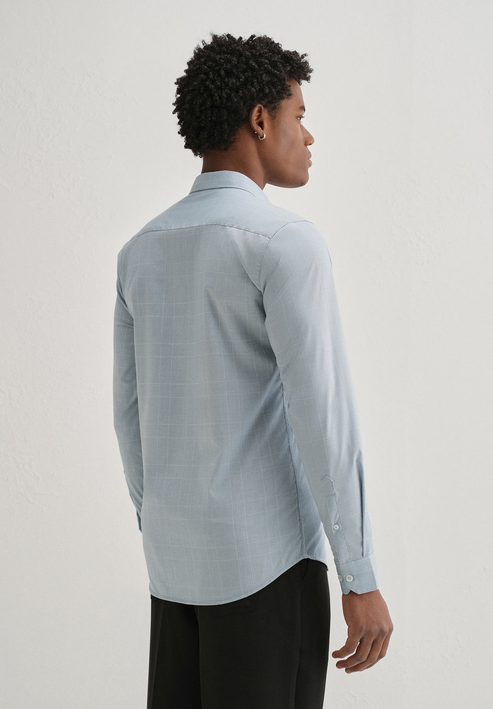 Powder Blue Windowpane Check Shirt