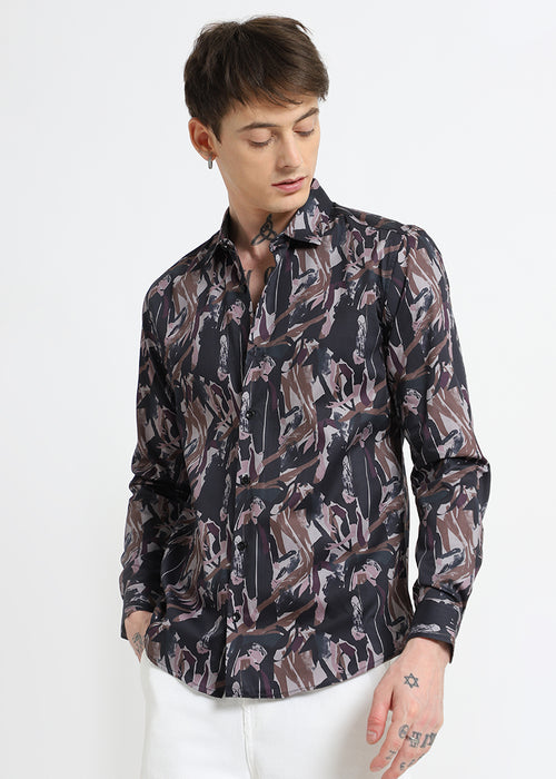 Painterly Brushstrokes Printed Shirt