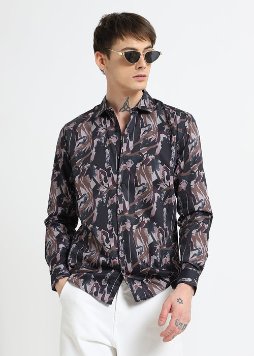 Painterly Brushstrokes Printed Shirt