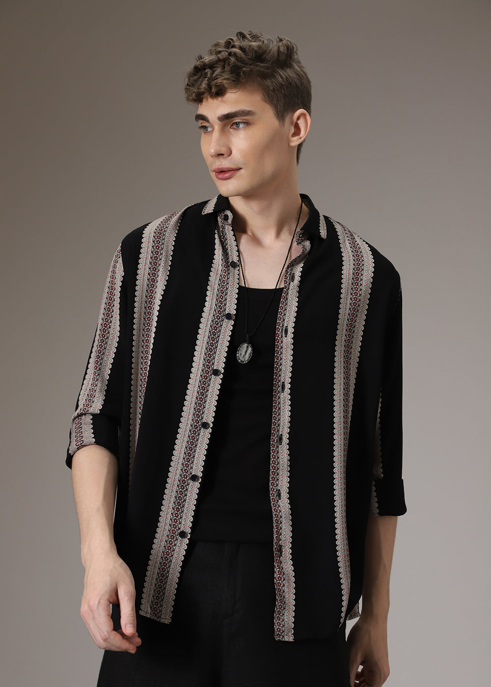 Printed Stripe Feather Shirt