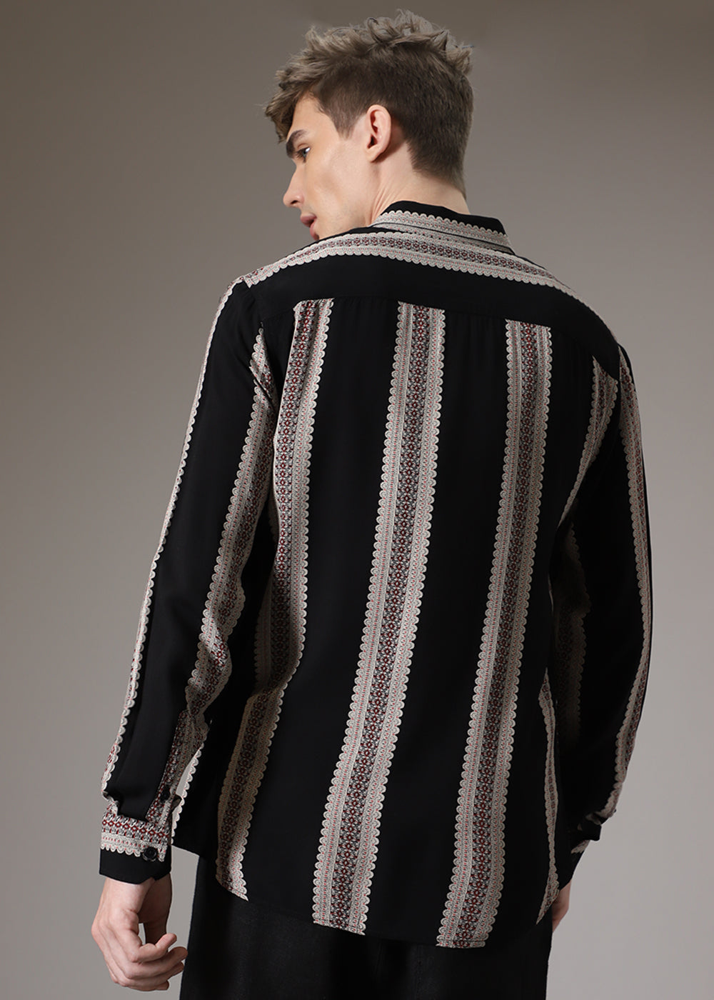 Printed Stripe Feather Shirt
