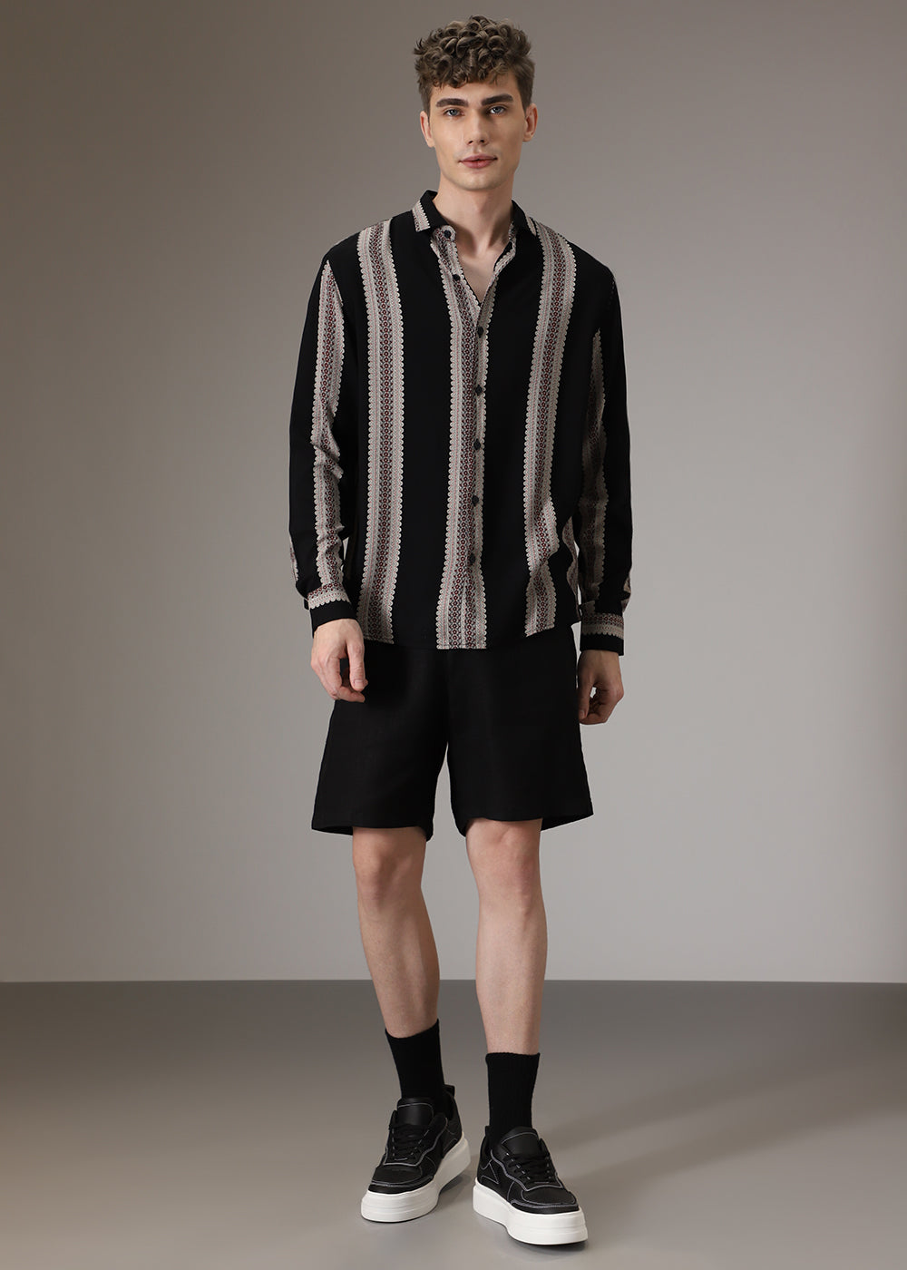 Printed Stripe Feather Shirt