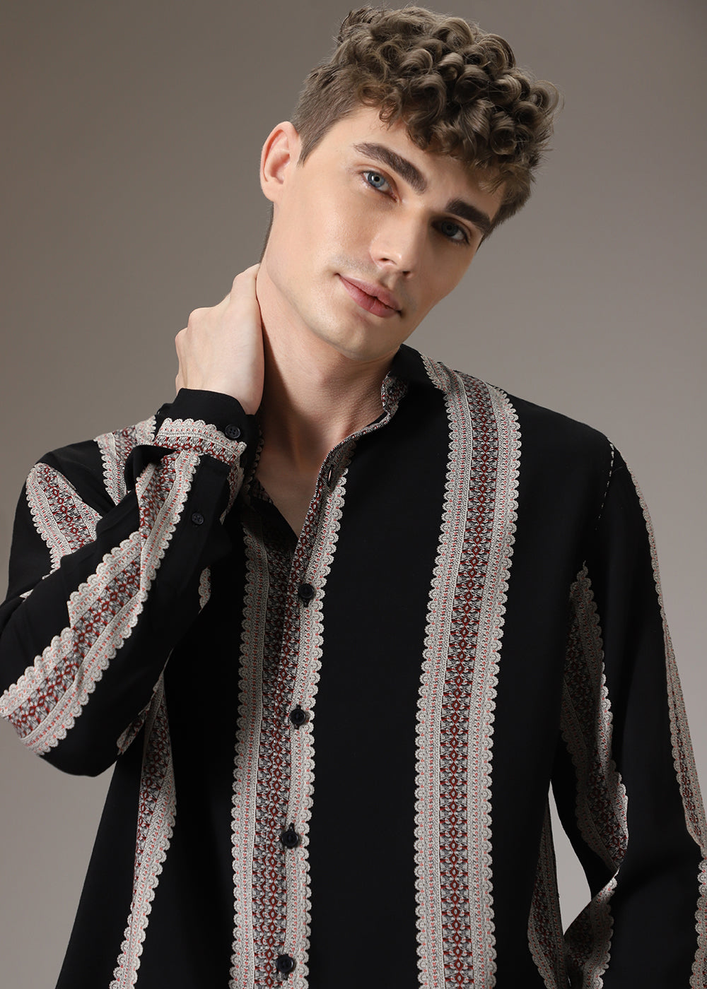 Printed Stripe Feather Shirt