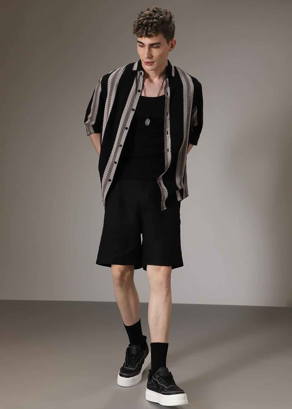 Printed Stripe Feather Shirt