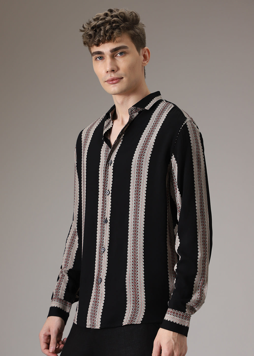 Printed Stripe Feather Shirt