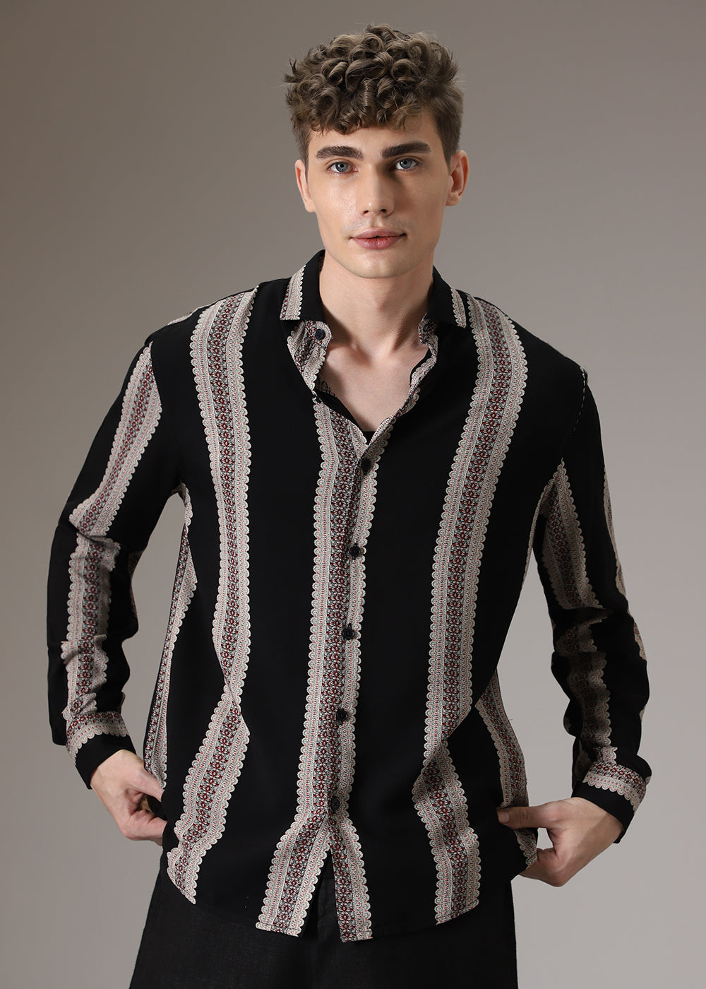 Printed Stripe Feather Shirt