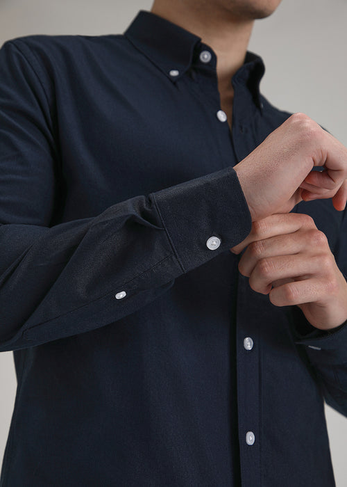 Prussian Blue Cotton Oxford Shirt