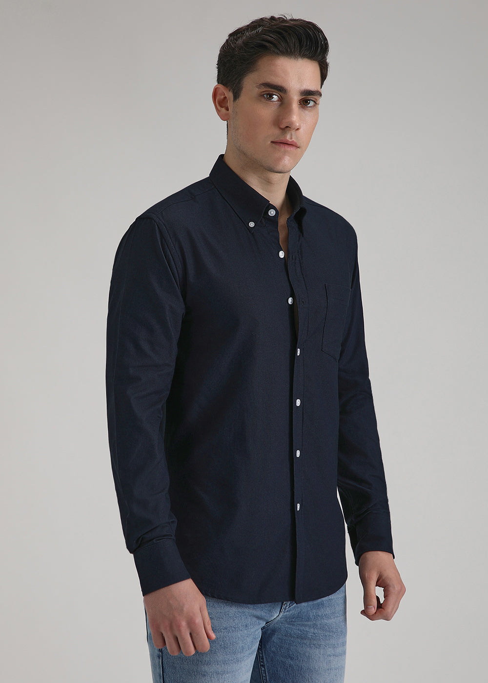 Prussian Blue Cotton Oxford Shirt